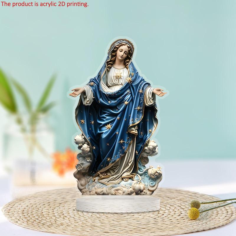 Mary Jesus Acrylic Ornament, 1 Count Creative Religious Desktop Decoration, Home Decor for Living Room Bedroom Office