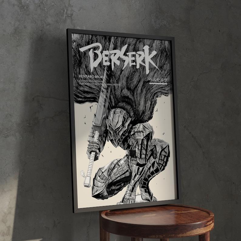 Berserk Anime Poster, Guts Manga Artwork, Anime Panel Home Decor, Medieval Anime Swordsman, Minimalist Retro Aesthetic Wall Room Decoration Ornaments