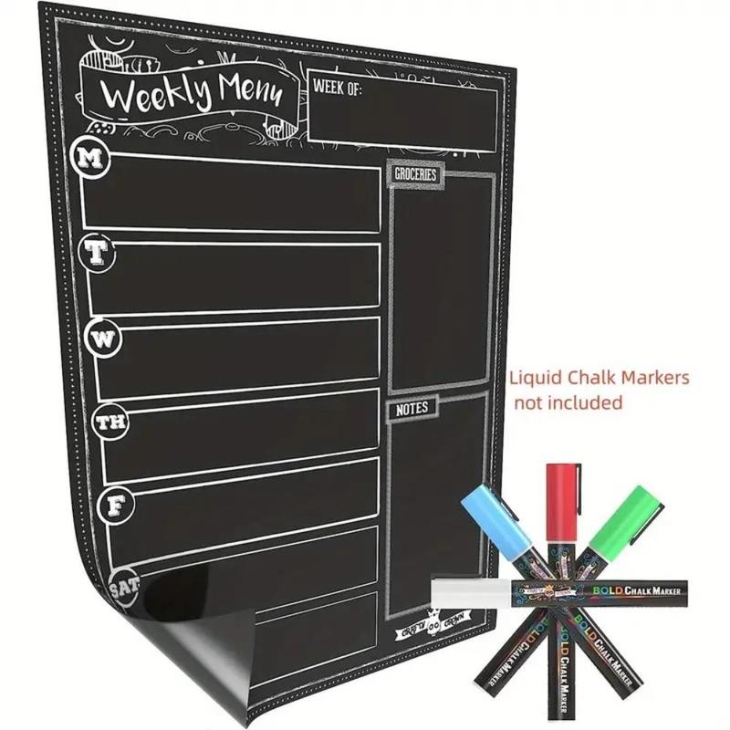 Weekly Menu Board, 2024 Fall Magnetic Dry Erase Menu Board, Kitchen Accessories, Grocery List and Notepad for Kitchen Refrigerator, Kitchen Gadgets, Home Decor (without Markers)