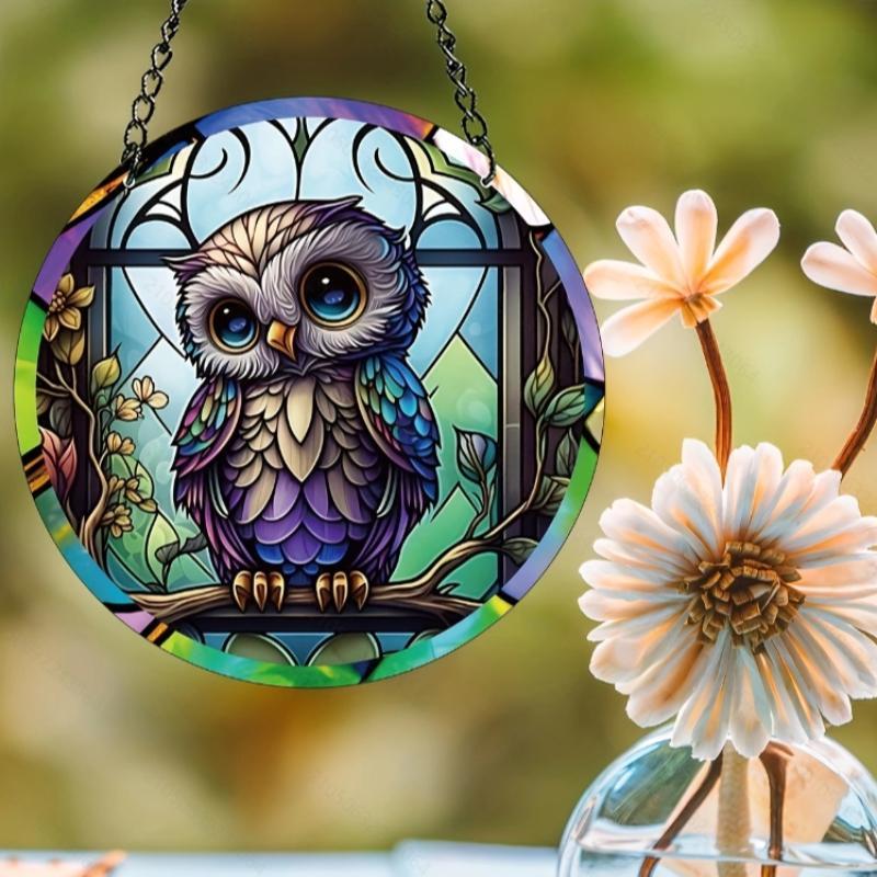 Owl Pattern Hanging Decor, 1 Count Colorful Acrylic Sun Catcher, Vibrant Bird Decor, Gift for Bird Lovers, Home Decor for Living Room Bedroom