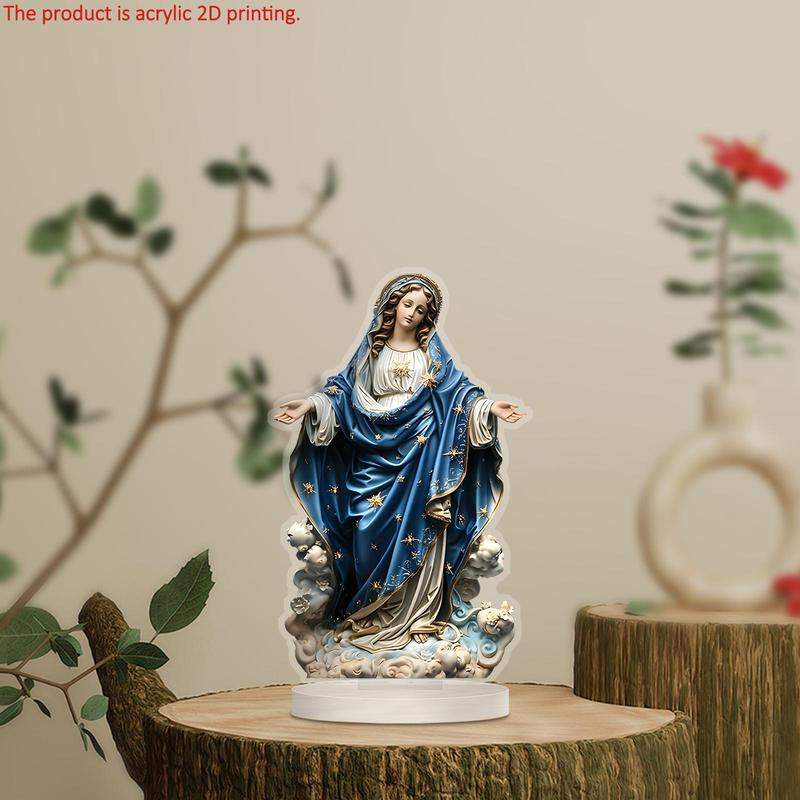 Mary Jesus Acrylic Ornament, 1 Count Creative Religious Desktop Decoration, Home Decor for Living Room Bedroom Office