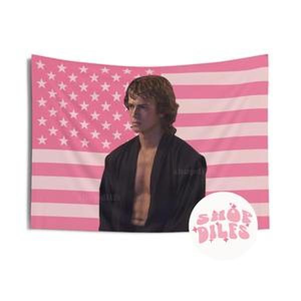 Hayden Christensen Pink Wall Tapestry American Flag | Anakin Flag Gift For Him, Gift For Her