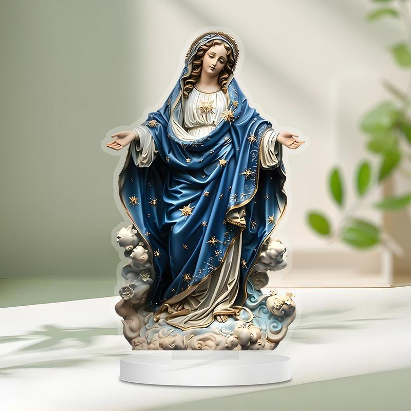 Mary Jesus Acrylic Ornament, 1 Count Creative Religious Desktop Decoration, Home Decor for Living Room Bedroom Office