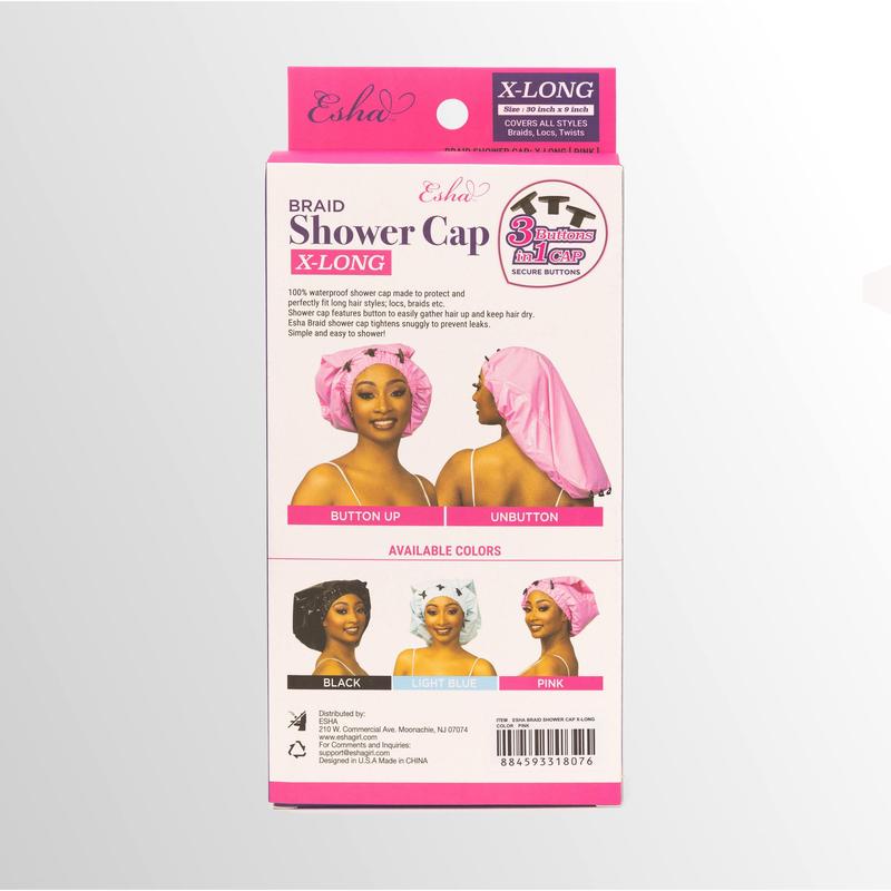 Esha Braid Shower Cap - Waterproof Hair Cover,   hair bath cap