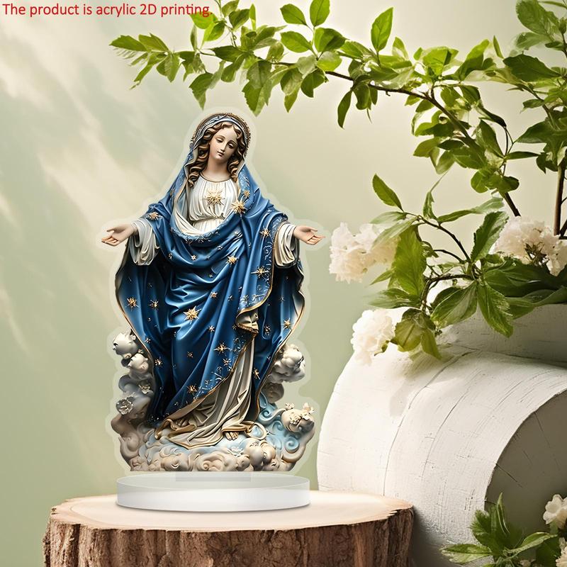 Mary Jesus Acrylic Ornament, 1 Count Creative Religious Desktop Decoration, Home Decor for Living Room Bedroom Office