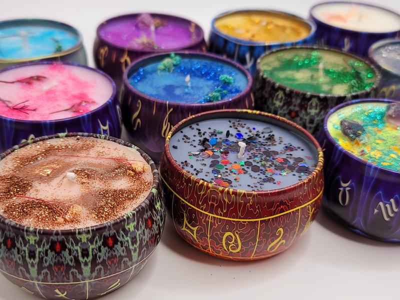 Manifestation Candles For Love, Abundance, Clarity, Spiritual Cleanse, Healing, reiki energy, herbs, and organic soy Wax Colorful Decor