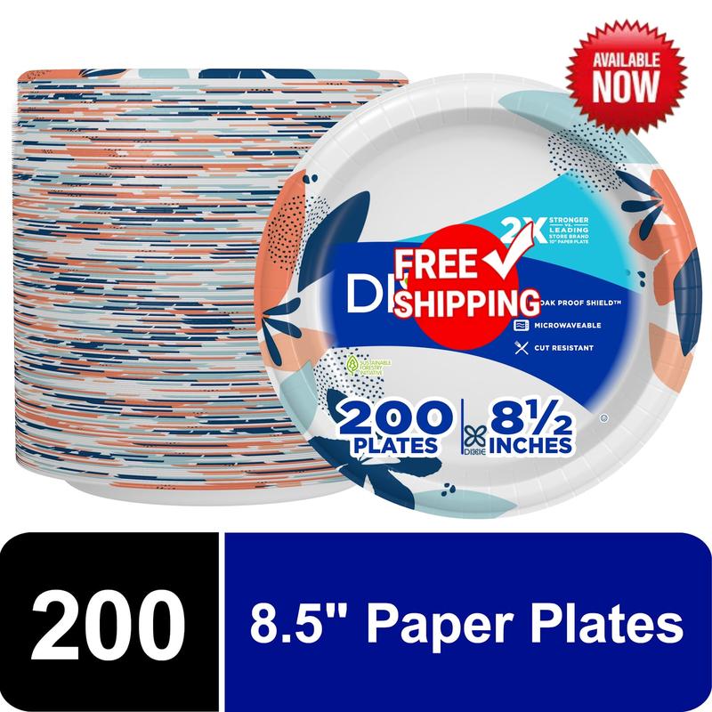 D.i.x.i.e Disposable Paper Plates, Multicolor, 8.5 in, 200 Count