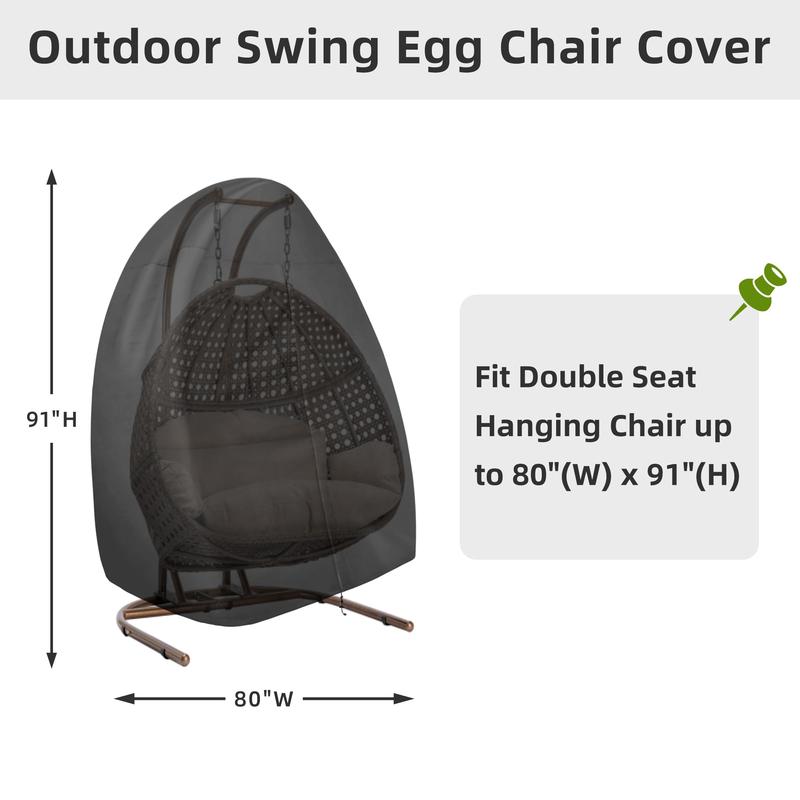 Easy-Going Patio Egg Chair Cover, UV Resistant Waterproof Swing Hanging Egg Chair Cover with Zipper, Outdoor Wicker Single Seat Egg Chair Cover