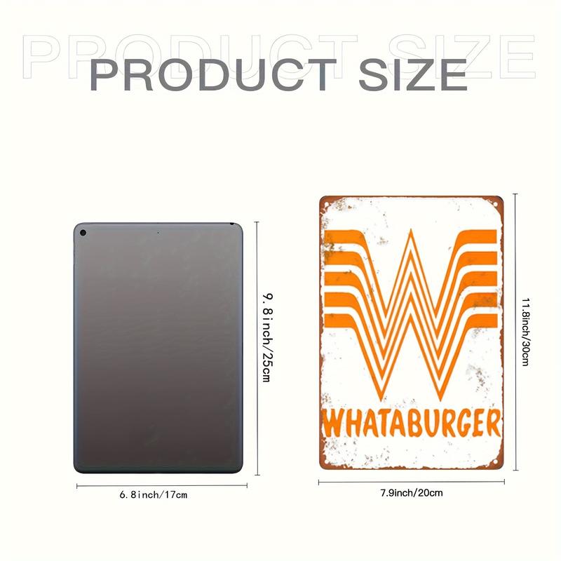 Whataburger Vintage Tin Sign - 8x12 inch Iron Wall Art for Home Kitchen, Man Cave, Bar, Garage Decor - Weather-Resistant and Waterproof