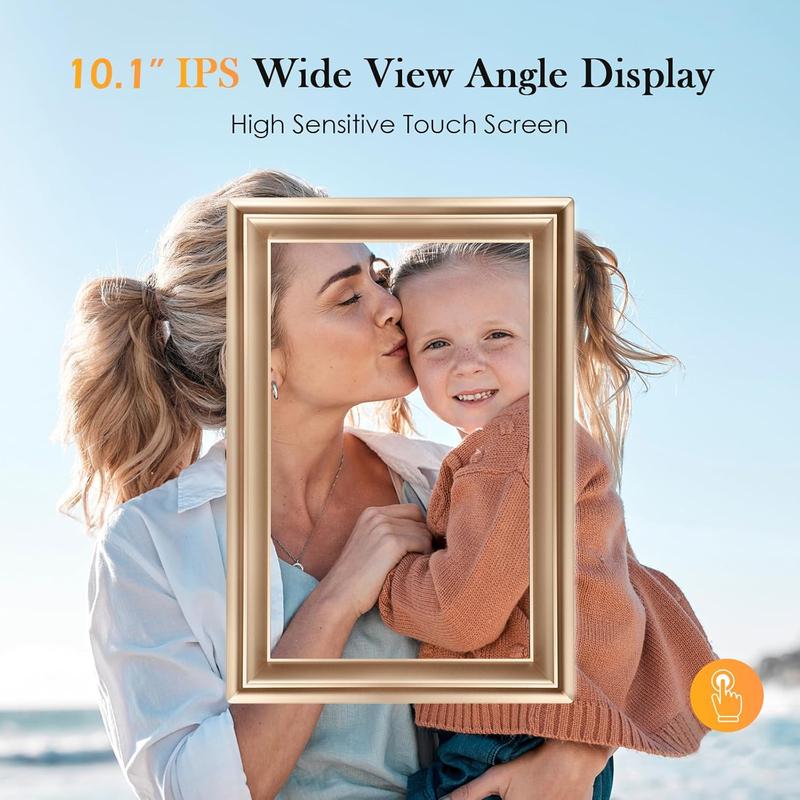 Thanksgiving & Christmas Gift WiFi Digital Picture Frame 10.1Inch IPS 1280x800HD Cloud Smart Digital Photo Frame,16GB Storage, Wall Mountable, Auto-Rotate, Share Photos via App, Send Photos from Anywhere