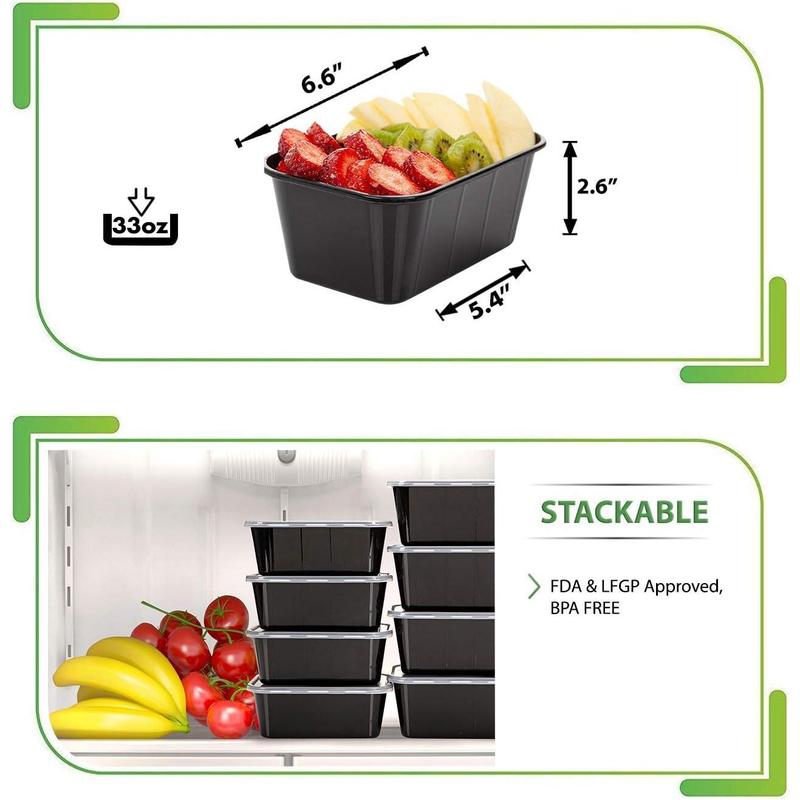 30 Pack Disposable Meal Prep Containers 30 Pack of 24 Oz Plastic Food Storage Containers with Lids Reusable Plastic Containers with Lids - Dishwasher Safe Lunch Containers