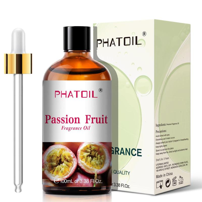 100ml Passion Fruit Fragrance Oil, Long Lasting Essential Oil, Home Fragrance, Room Fragrance, Fruity Essential Oil for Diffusers and Humidifiers, Great for Candle & Soap Making, Gift for Men & Women