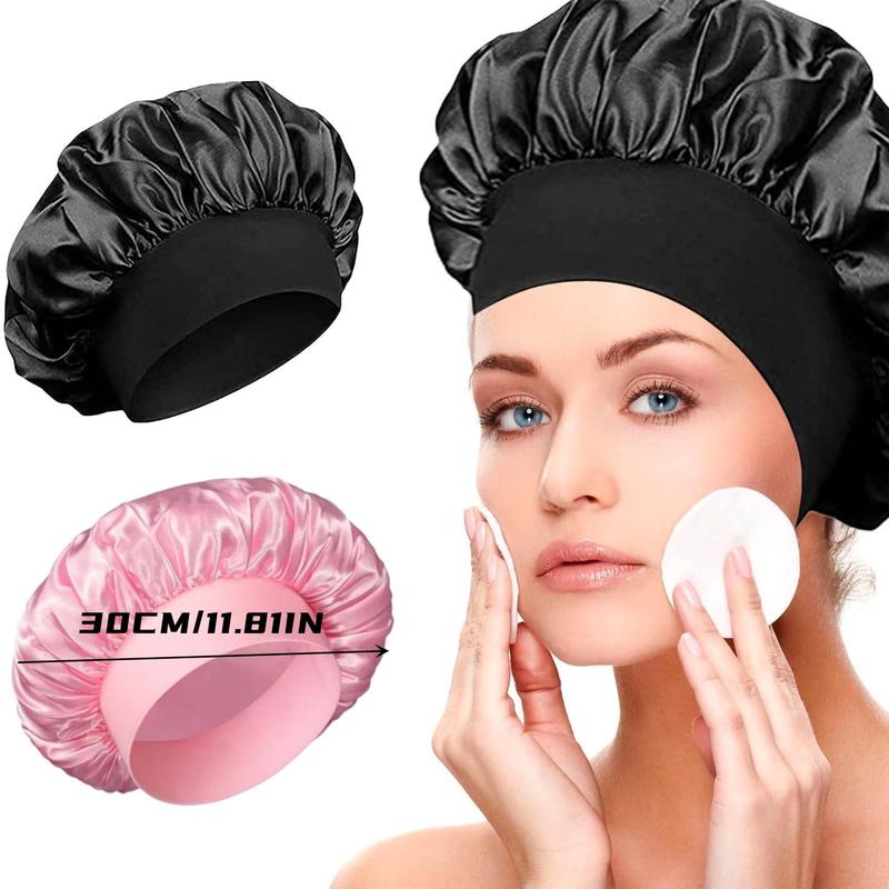 Satin Silk Bonnet for Sleeping, 3 Counts Satin Silk Hair Bonnets for Sleeping Women, Sleep Cap Hair Wrap for Curly Hair