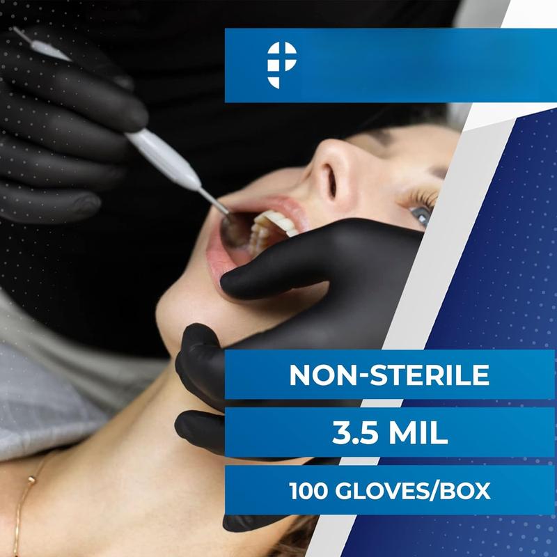 100   Gloves 3.5 Mil - Latex & Powder Free, Disposable Non-Sterile Protective Gloves By