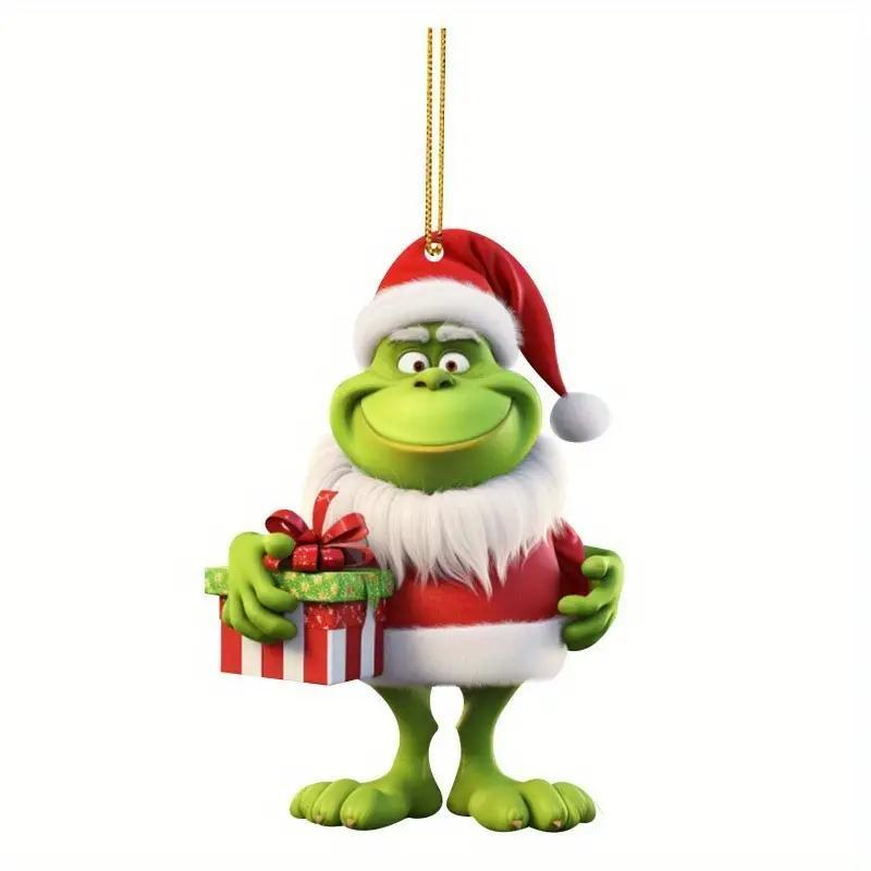 Cartoon Grinch Design Hanging Ornament, 8 Counts set Cute Cartoon Character Hanging Decoration, Hanging Decor for Home Party Festival, Home Decor