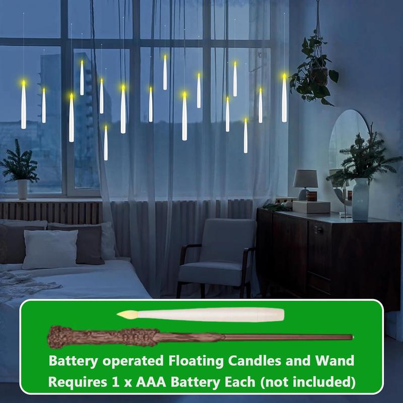 Floating Candle with Magic Wand Remote Control,  Christmas Battery Powered Hanging Candle Light, Flameless Flickering Warm Light Led Candle for Party Decoration