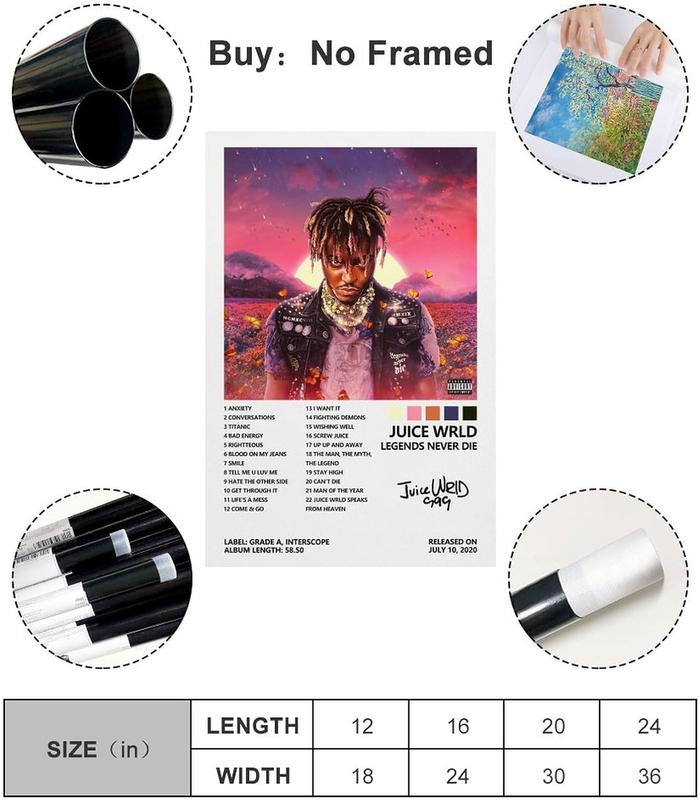 JUICE Poster wrld Never Die Album Legends Cover  for Bedroom Aesthetic Canvas Art Wall Decor