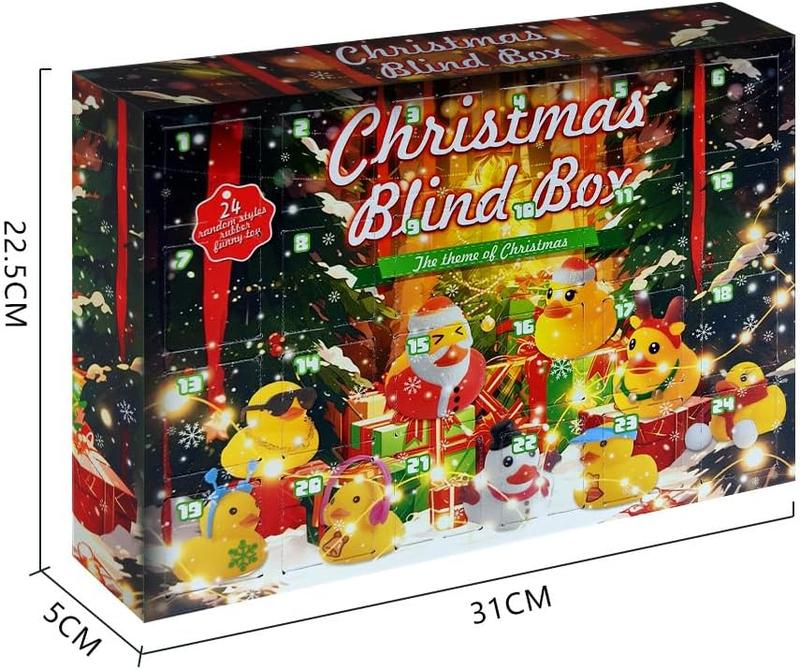 Christmas Blind Box, 1 Box of 24 Random Mini Duck Design Blind Box, Advent Calendar Gifts, Party Gift Set for Friends, Party Favors for Christmas, Party Supplies