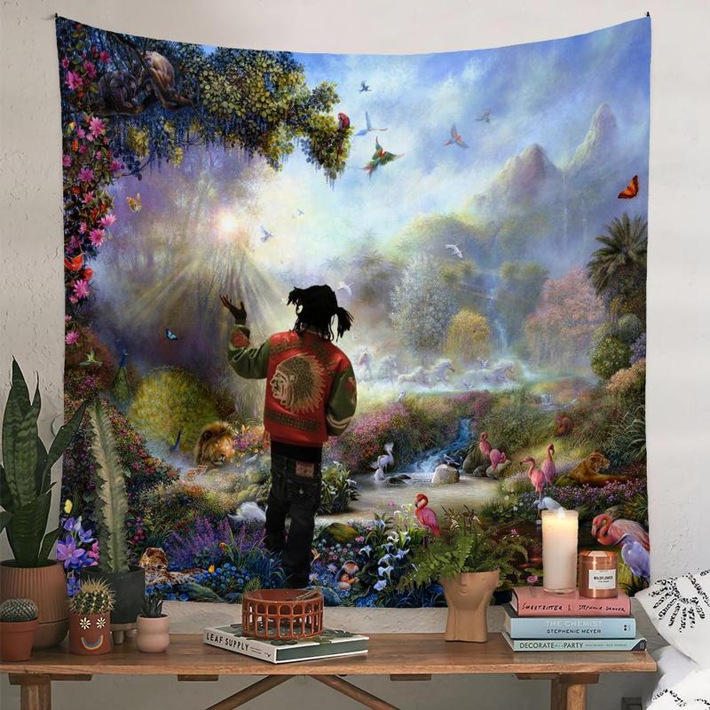 Hip Hop Style Tapestry, 1 Count Flower Pattern Wall Hanging Tapestry for Home Decor, Wall Art Decor for Home Bedroom Living Room, Summer Gift