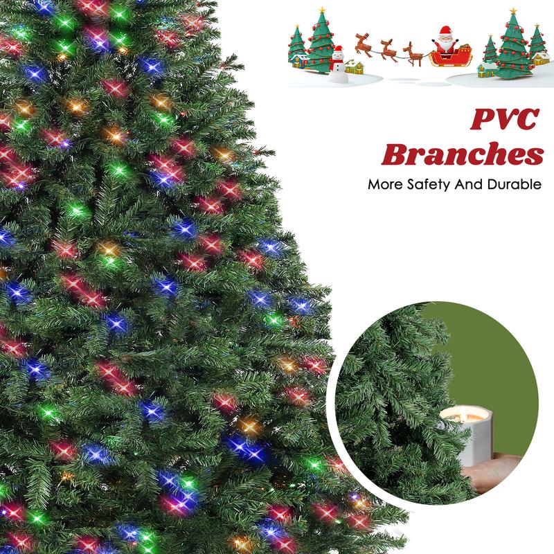 Spruce Artificial Remote Control Christmas Tree with Warm White Lights & Colorful Lights, Suitable for Home, Office, Party Decoration, Easy to Assemble, Foldable Base