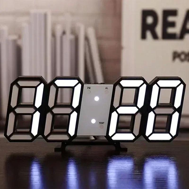 3D Digital Wall Clock Decoration for Home Glow Night Mode Adjustable Electronic Watch Living Room LED Clock Decor Clocks Garden Plastic