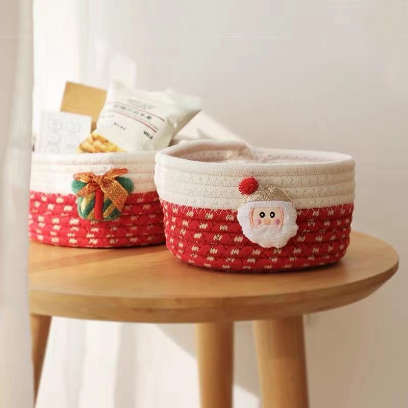 Christmas Cartoon Design Basket, 1 Count Desktop Makeup Storage Basket, Home Organizer for Living Room Bedroom Bathroom