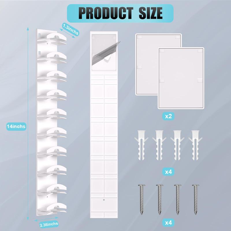 2-pack white hat organizer. Wall-mounted, strong adhesive. Holds up to 20 hats. For door closet. Multilayer, two mounting options.Hanger Installation