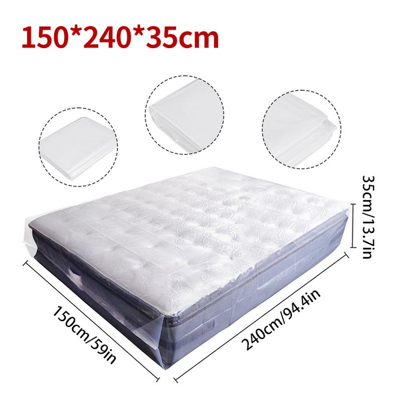 Plastic Mattress Bag for Moving Storage, Waterproof Mattress Protector Cover, Heavy-duty Mattress Moving Supplies (1.5 mil, Queen) Organiser