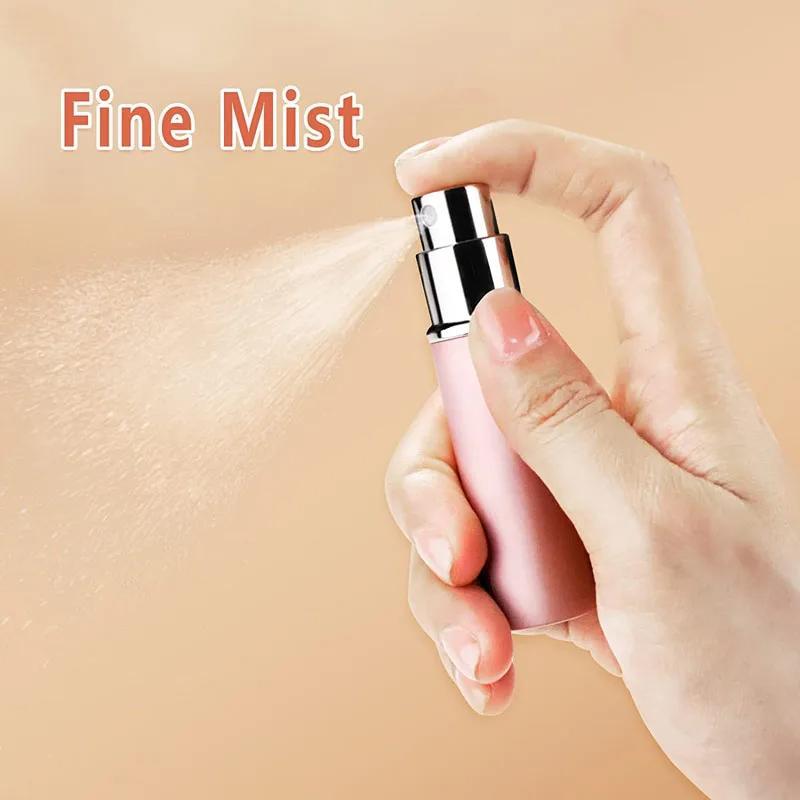 Portable Mini Perfume Spray Bottle, 4 Counts Refillable Perfume Atomizer Bottle with 2 Counts Funnel & 2 Counts Transfer Tool, Travel Perfume Dispenser Bottle