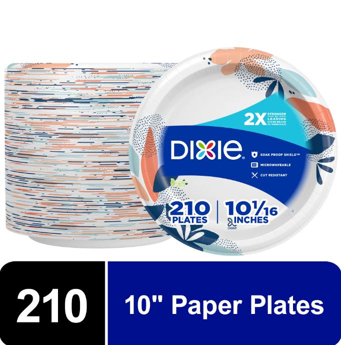 Dixie Disposable Paper Plates, 10