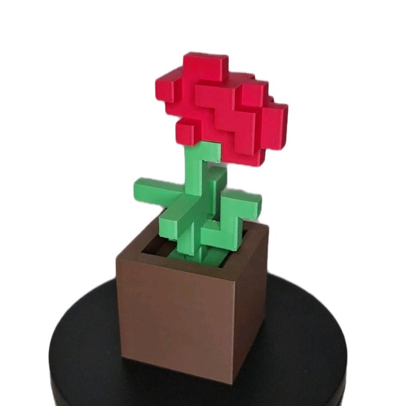 Minecraft Inspired Poppy  Decorative Sculpture