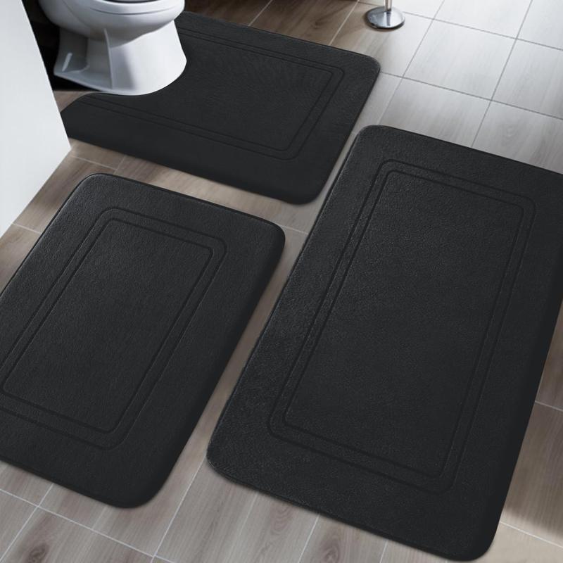 3PCS Memory foam gray bathroom carpet set, super absorbent bathroom mat set, anti-skid machine wash and quick dry, bathroom mat set(81*51+61*41+61*51cm)