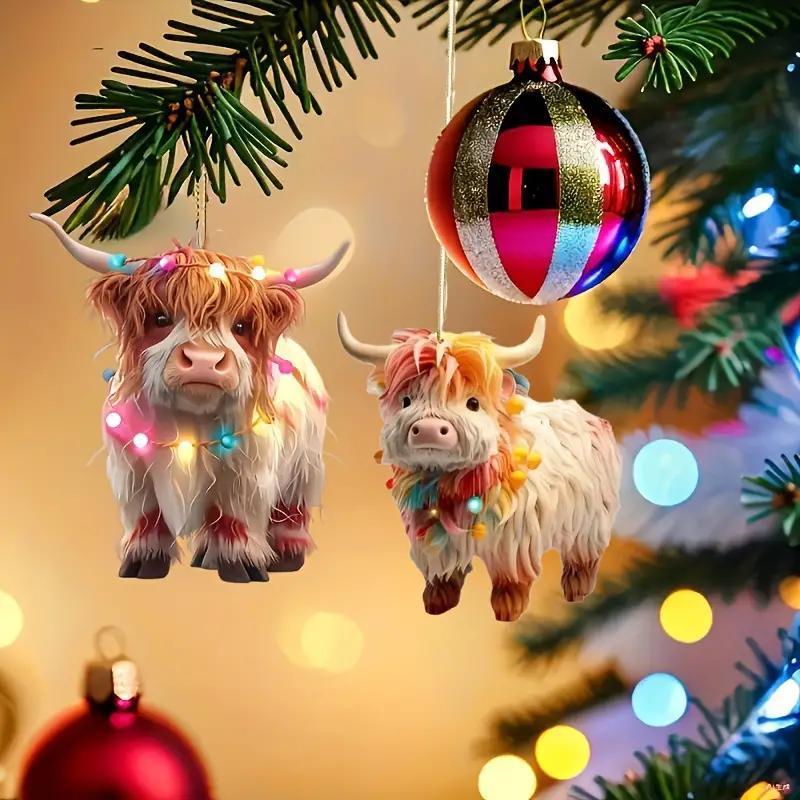 Highland Cow Design Hanging Ornament, 1 Count Cute Animal Design Hanging Decoration, Hanging Decor for Home Car Wallet Keychain