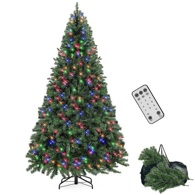 Spruce Artificial Remote Control Christmas Tree with Warm White Lights & Colorful Lights, Suitable for Home, Office, Party Decoration, Easy to Assemble, Foldable Base