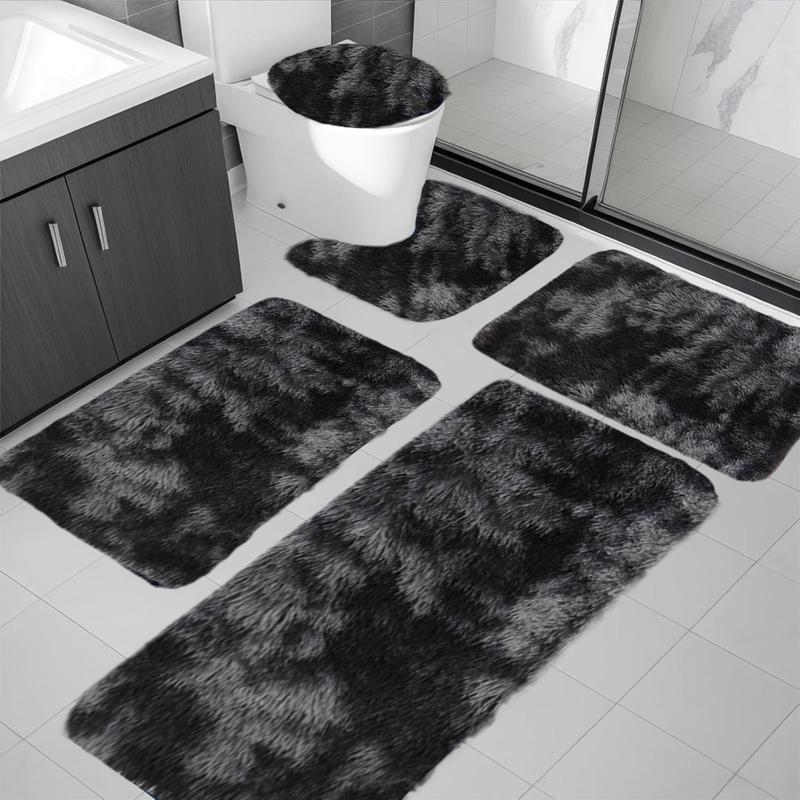 Bathroom Rugs Sets 5 Piece, Soft Absorbent Microfiber Bath Rugs and U-Shaped Contour Toilet Rug Area Rug Set, Non-Slip Bath Carpet, Home Decor Accessories, Bath Mat Set for Bathroom Rectangle Diatomite Gift Cover area rug