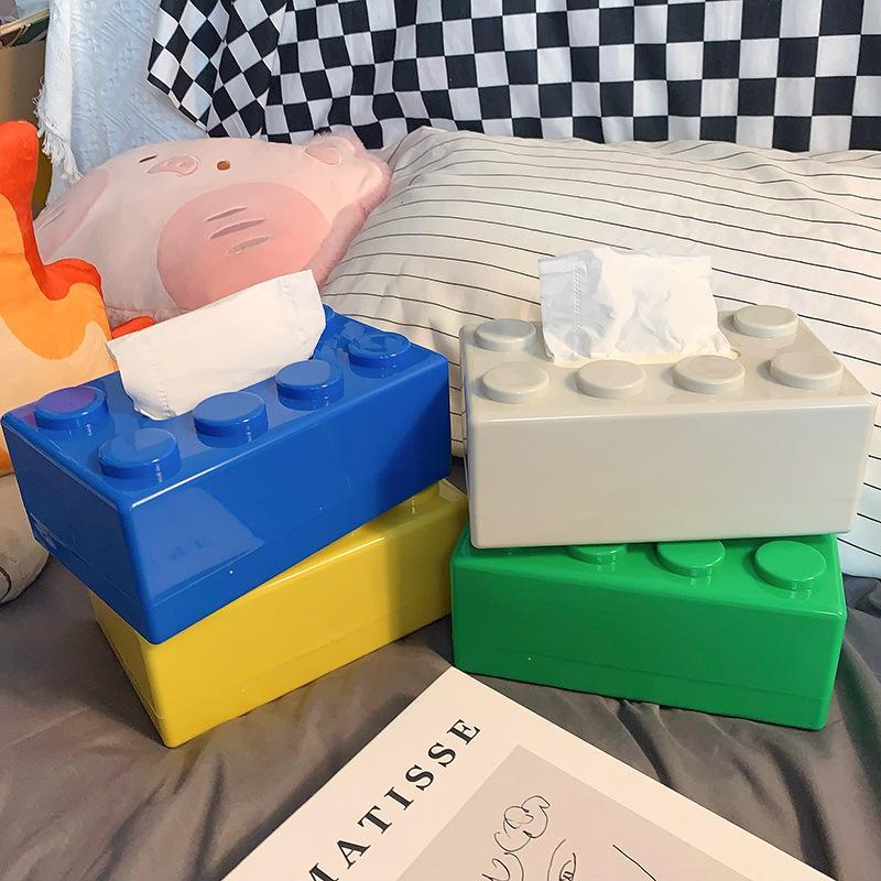 Building Block Design Tissue Box, 1 Count Creative Tissue Holder, Tissue Storage Box for Home Living Room Bedroom Study Room