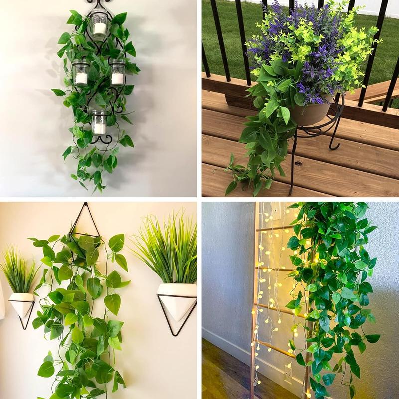 2pcs Fake Hanging Plants 3.6ft Fake Ivy Vine Artificial Ivy Leaves for Wedding Wall House Room Patio Indoor Outdoor Home Shelf Office Decor (No Baskets)