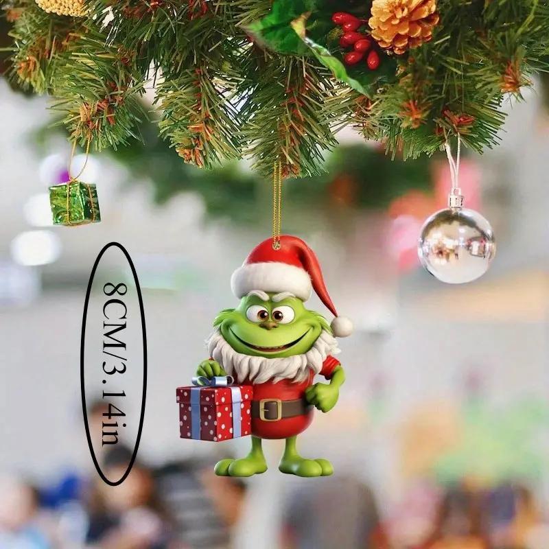 Cartoon Grinch Design Hanging Ornament, 8 Counts set Cute Cartoon Character Hanging Decoration, Hanging Decor for Home Party Festival, Home Decor