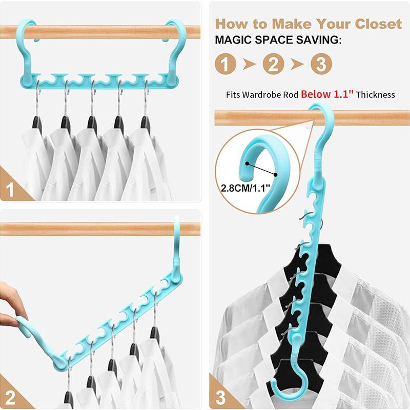 Rotatable Clothes Hanger Summer Sets, 12pcs set Foldable Clothes Hanger With Hook, Space Saving Clothes Hanger For Dormitory, Home Organizer, Summer for Gift