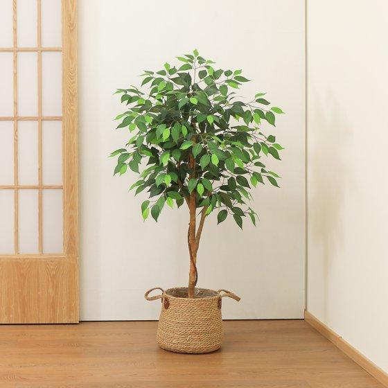 Artificial Ficus Tree with Wood Trunk in Black Plastic Pot for Living Room - Cloudy Chicky Decor Decorative Fruit Plant Silk Ornaments home decor