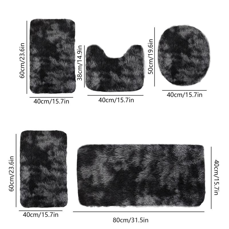 Bathroom Rugs Sets 5 Piece, Soft Absorbent Microfiber Bath Rugs and U-Shaped Contour Toilet Rug Area Rug Set, Non-Slip Bath Carpet, Home Decor Accessories, Bath Mat Set for Bathroom Rectangle Diatomite Gift Cover area rug