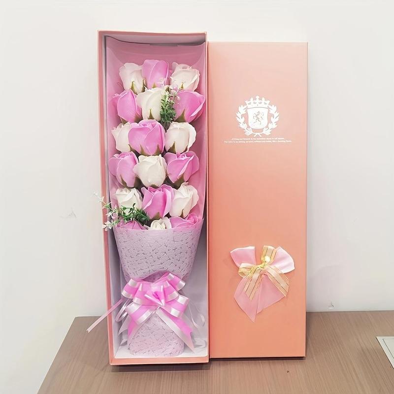 18pcs Roses Simulation Flower Gift Box, 1 Count Creative Romantic Rose Forever Flower Gift Box, Gifts for Party Anniversary Wedding  Teacher's Day