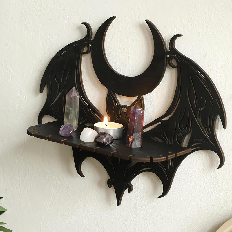 Bat Design Wall Mounted Shelf, 1 Count Halloween Themed Wall Decor Display Rack, Wall Decor for Home Living Room Bedroom, Home Decor, Halloween Decor