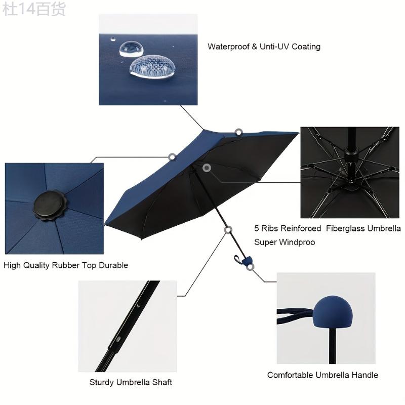 Compact Chic Folding Umbrella - Windproof, Water-Resistant, and Lightweight Manual Umbrella with Ergonomic Handle for Easy Carrying - Perfect for Rainy Days, Outdoor Activities, and Travel