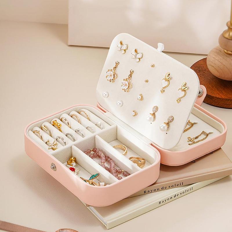 Travel Jewelry Case, 1 Count Portable Mini Travel Case Display Storage Holder Boxes for Stud Earrings, Rings, Necklaces, Bracelets, Home Organizer