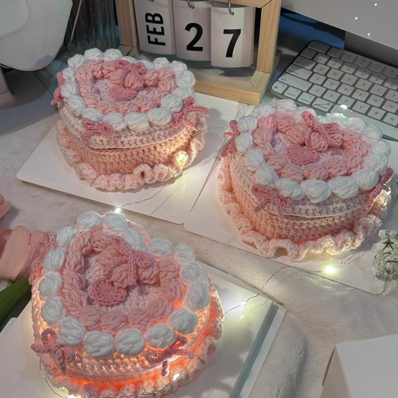 Crochet Birthday Cake with Light, Box, Container inside | Perfect Gift