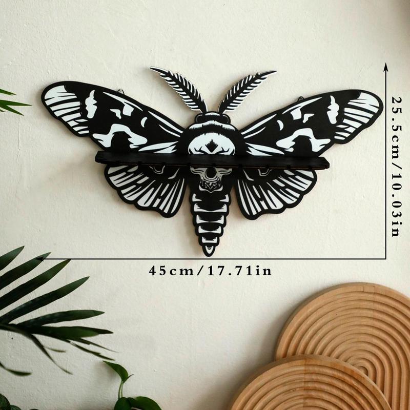 Wooden Moth Design Wall Decor, 1 Count Gothic Boho Wall Art, Wall Mounted Ornament Candle Holder  for Living Room Bedroom Office Decor