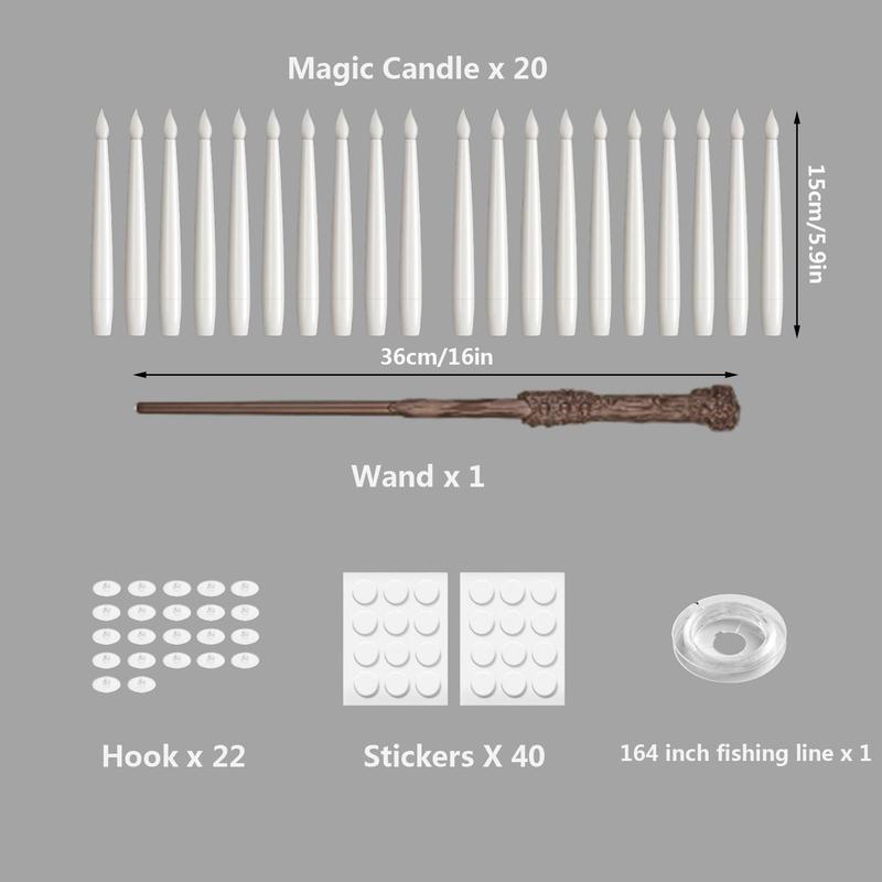 Floating Candle with Magic Wand Remote Control,  Christmas Battery Powered Hanging Candle Light, Flameless Flickering Warm Light Led Candle for Party Decoration