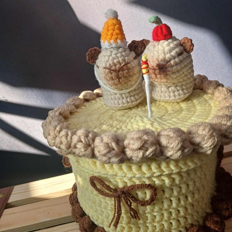 Crochet Birthday Cake with Light, Box, Container inside | Perfect Gift