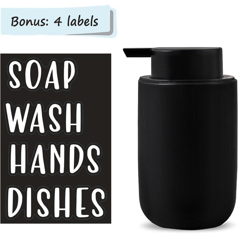 Foam Soap Dispenser Set - 2 Pack Black Ceramic Foaming Dish Hand Soap Dispenser with Black Pump for Bathroom, Bathroom Dispenser Set for Modern Home Farmhouse Decor